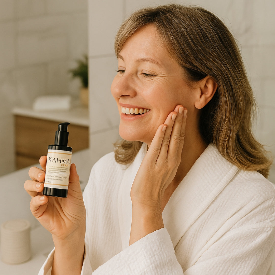 femme qui utilise des soins pour la peau anti-âge
