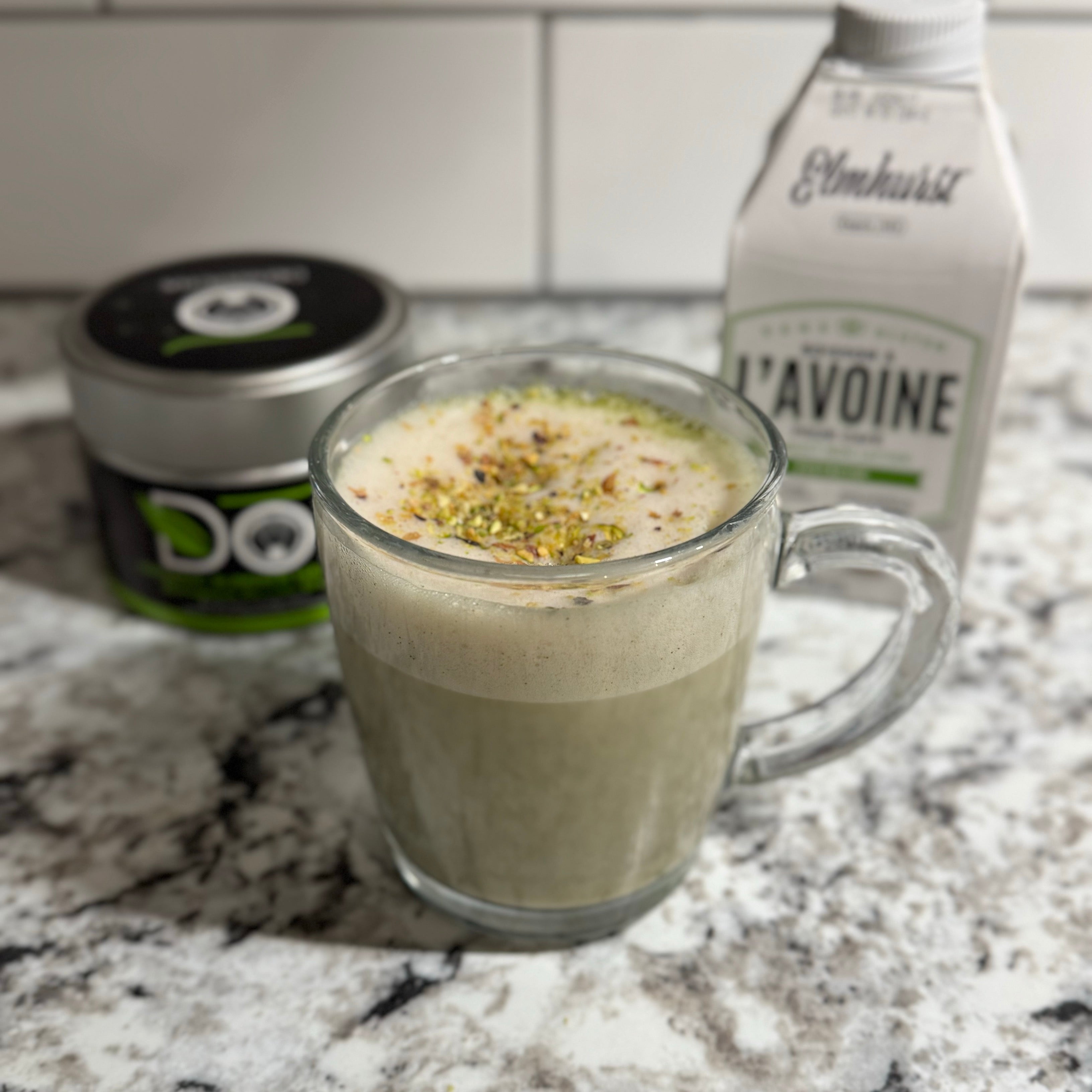 matcha latté à la pistache