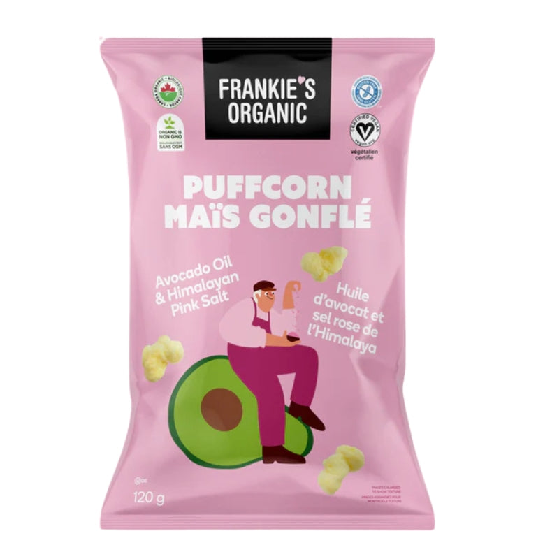 Frankie's Organic Puffcorn maïs gonflé - Sel rose de l'Himalaya