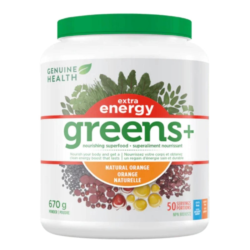 Genuine Health green+ extra energy superaliment nourrissant orange naturelle 
