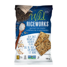 Riceworks Croustilles de riz - Sel de mer, lin brun et doré Rice crisps - Sea salt, brown & goldenb flax