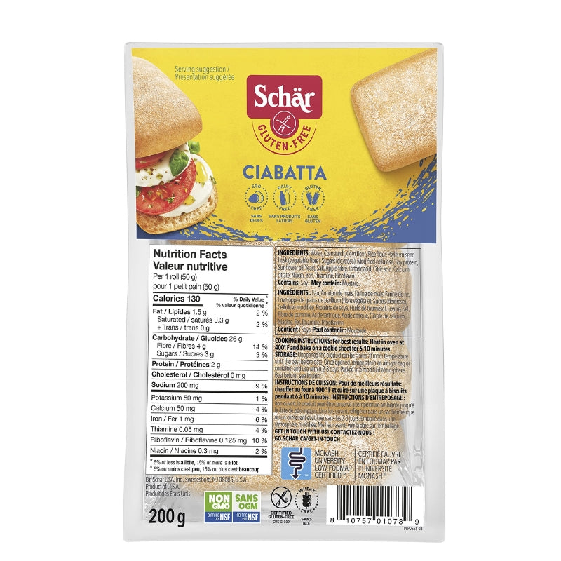 Schar Ciabatta Sans Gluten Ciabatta Gluten free