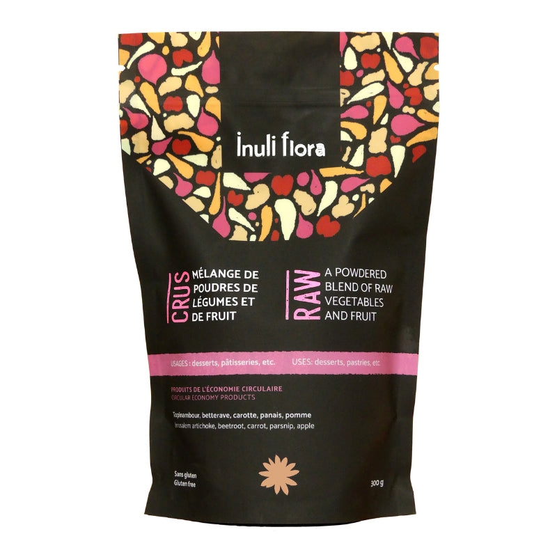 Inuli Flora Mélange de 5 poudres de légumes et de fruit A powdered blend of 5 raw vegetables and fruit