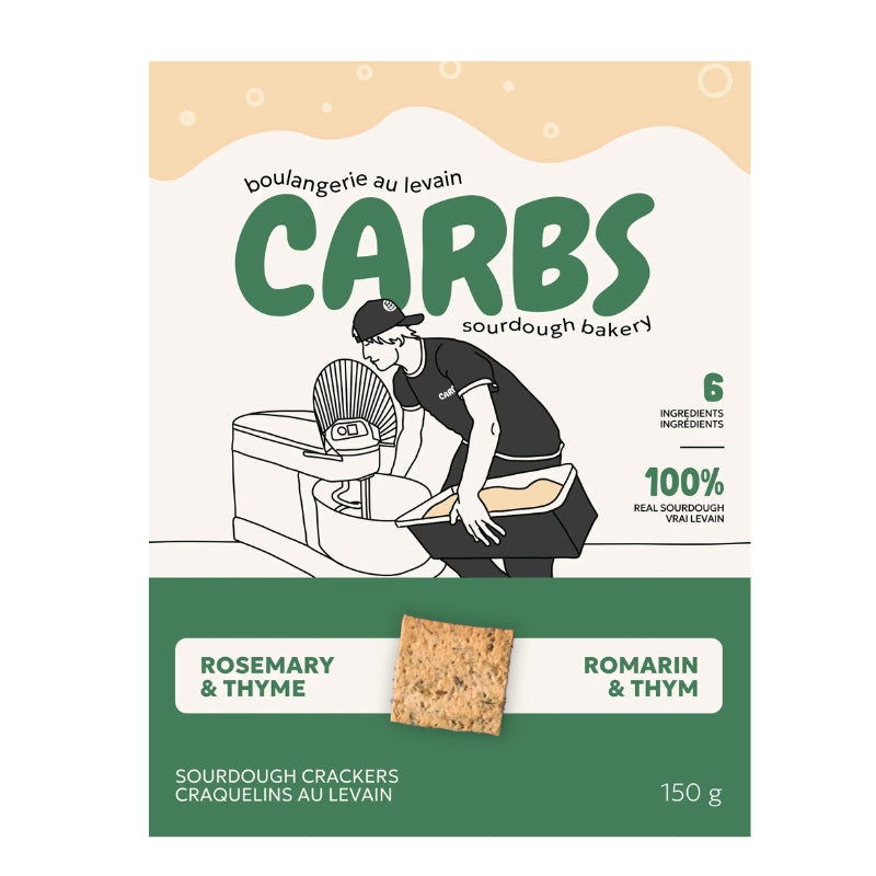 carbs craquelins au levain - romarin et thym
