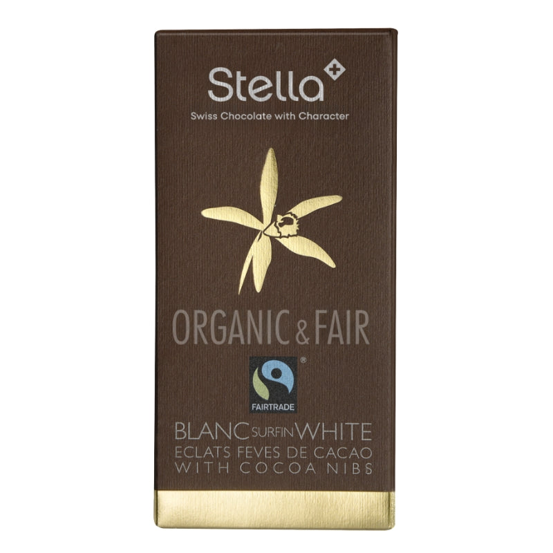 Chocolat Stella - Chocolat blanc - Éclats de fèves de cacao - Bio - 100 g
