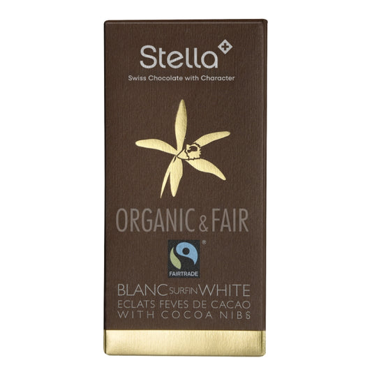 Chocolat Stella - Chocolat blanc - Éclats de fèves de cacao - Bio - 100 g