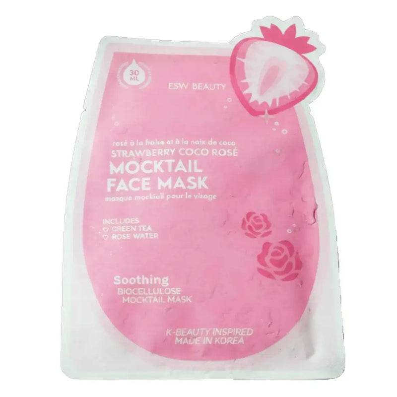ESW Beauty - Masque mocktail visage - Rosé à la fraise et à la noix de coco - 1un