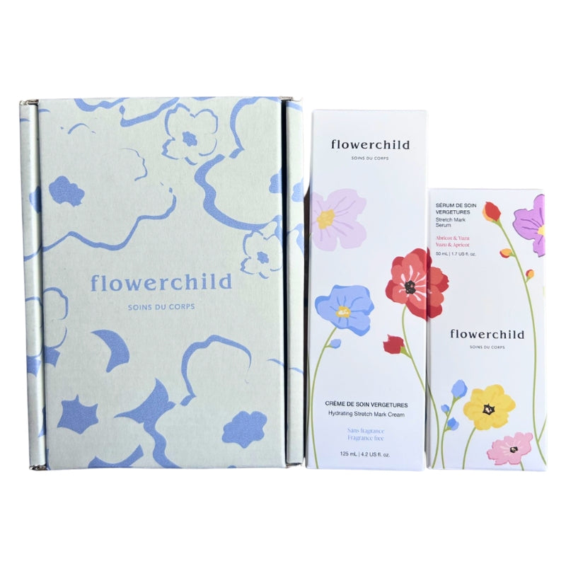 Flowerchild - Coffret Maman (bleu) – Crème & Sérum Anti-Vergetures - 1 coffret