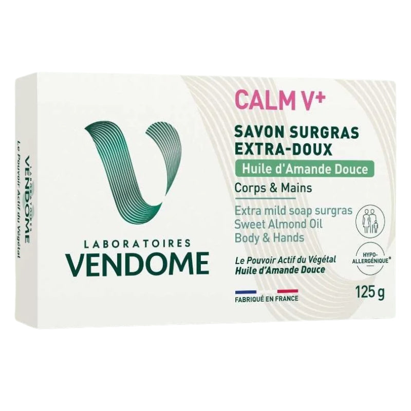 Laboratoires Vendôme - Calm V+ - Savon surgras corps/mains - Huile amande douce - 125 g
