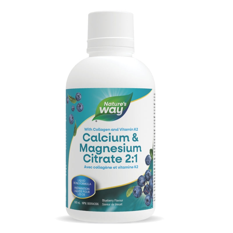 nature's way CAL/MAG Citrate 2:1 avec Collagène et K2 Bleuet