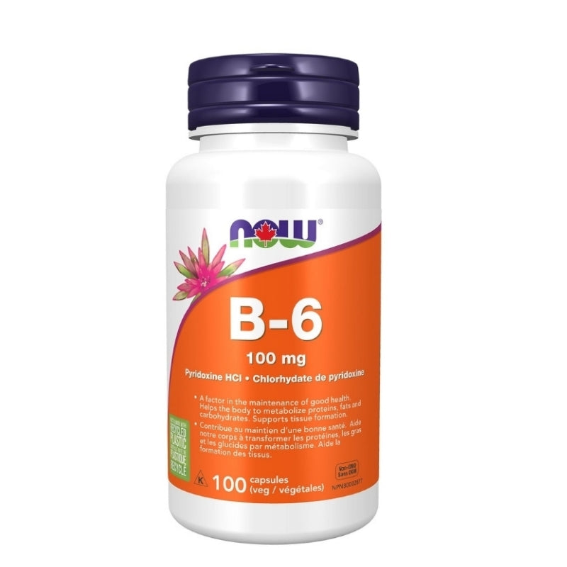 now b-6 100 mg chlorhydate de pyridoxine 100 capsules sans ogm