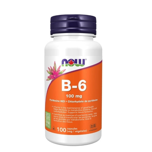 now b-6 100 mg chlorhydate de pyridoxine 100 capsules sans ogm