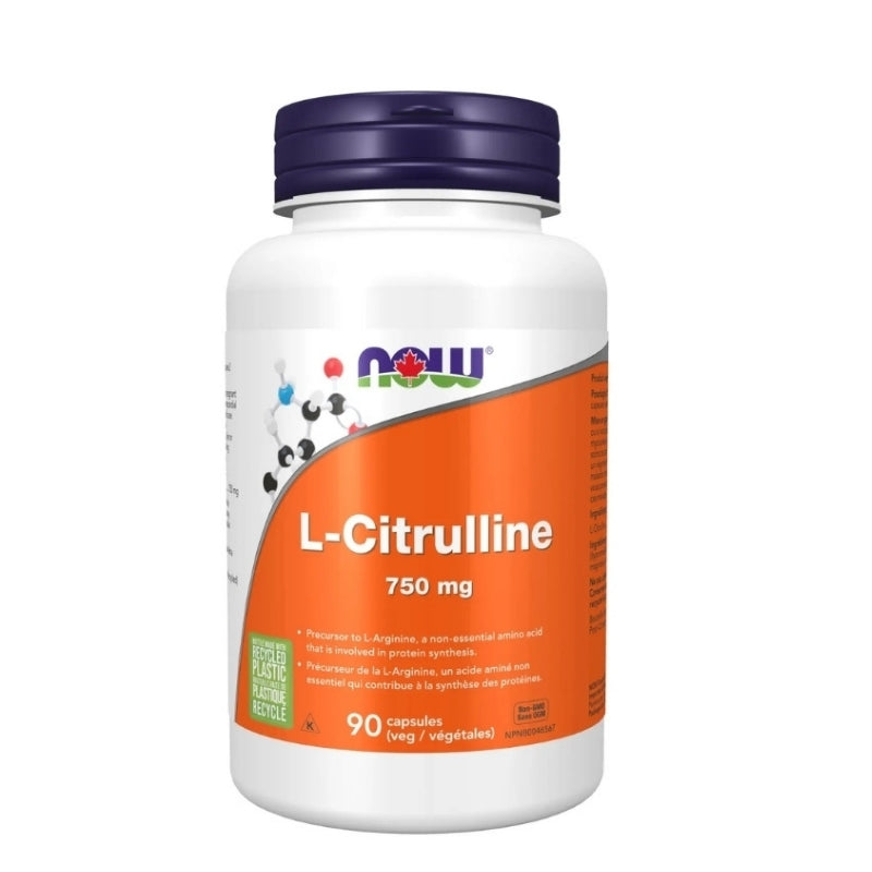 now l-citrulline 750 mg contribue synthèse des protéines 90 capsules végétales