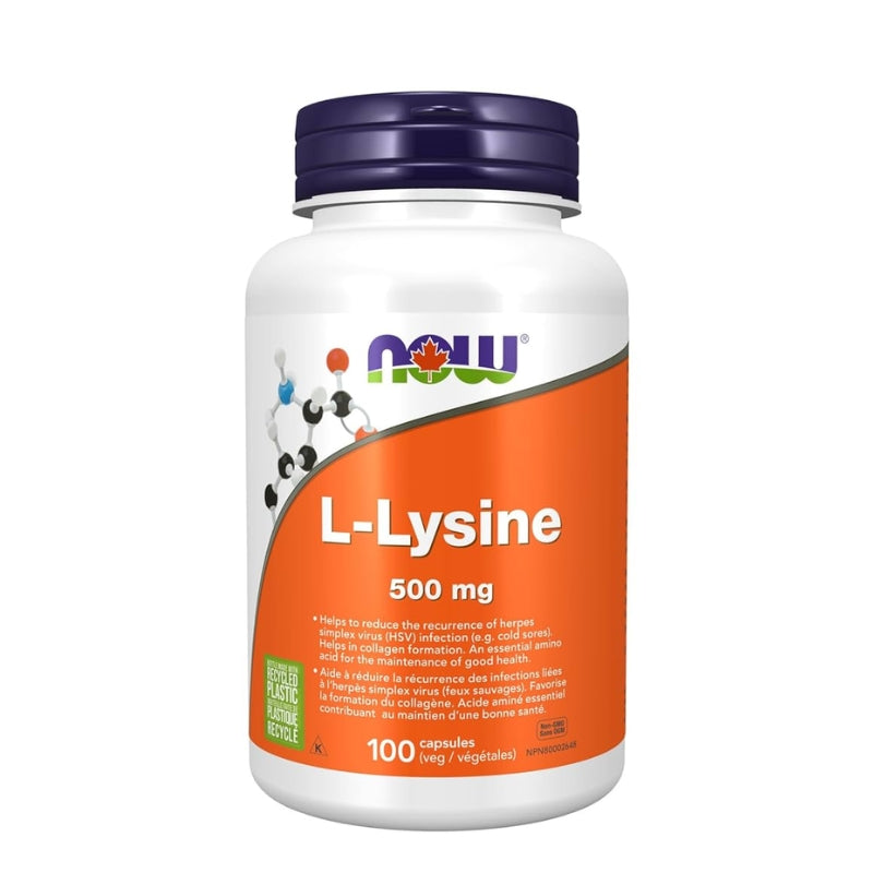 now l-lysine 500 mg maintien bonne santé sans ogm 100 capsules