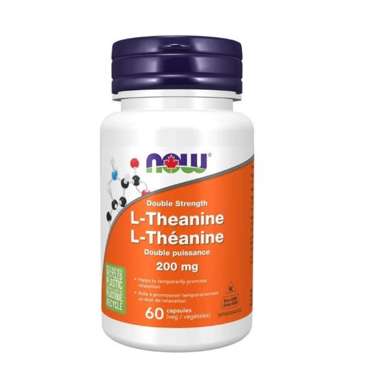 now double puissance l-théanine 200 mg promouvoir état de relaxation 60 capsules végétales