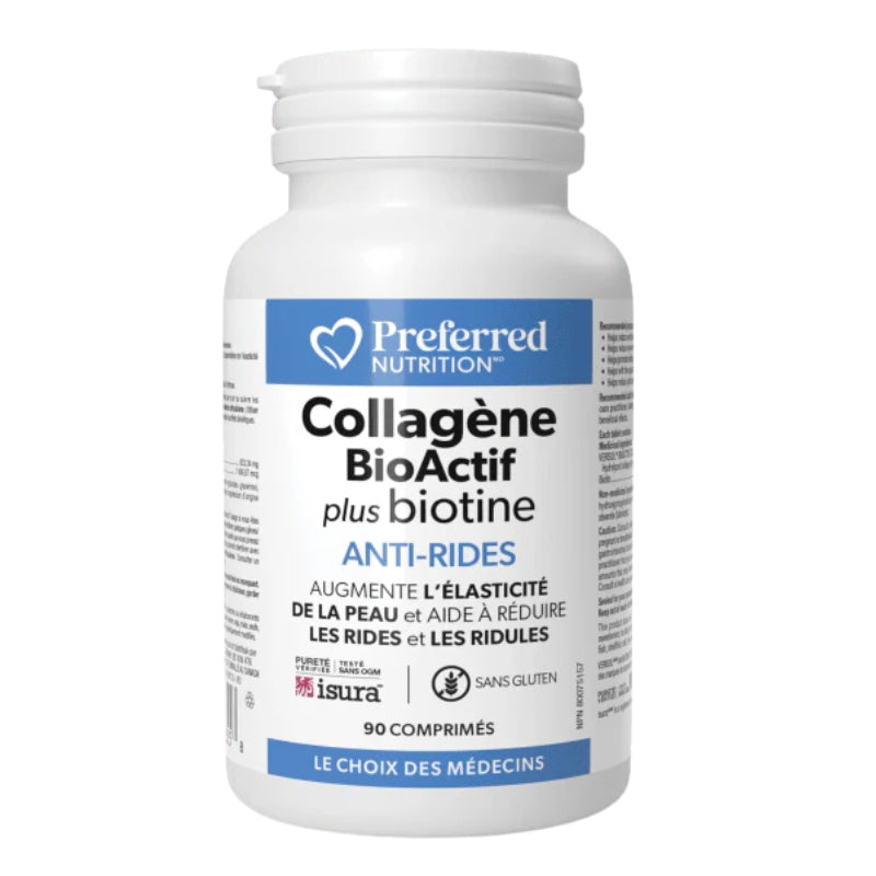 Preferred nutrition - Collagène BioActif plus biotine anti-rides - 90 comp