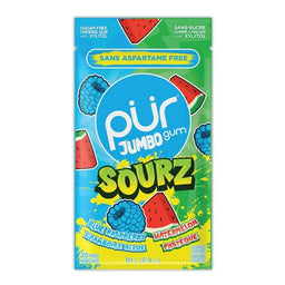 PÜR - Gomme jumbo sourz - Framboise bleue et pastèque - 20 morceaux