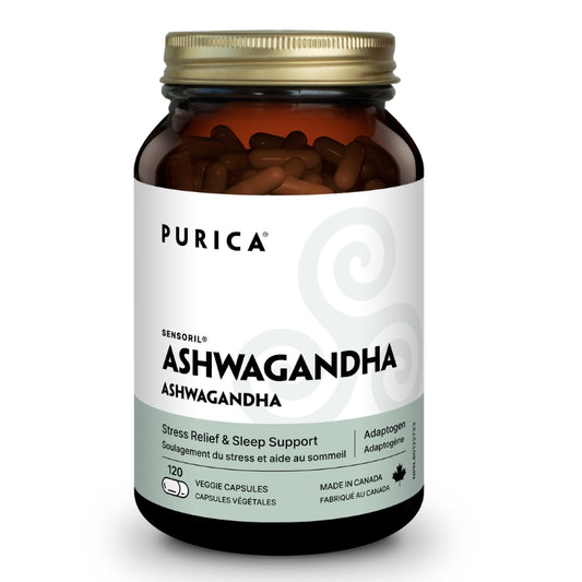Purica Ashwagandha Adaptogène Ayurvédique Végane Sans gluten Sans OGM Soulagement stress et sommeil