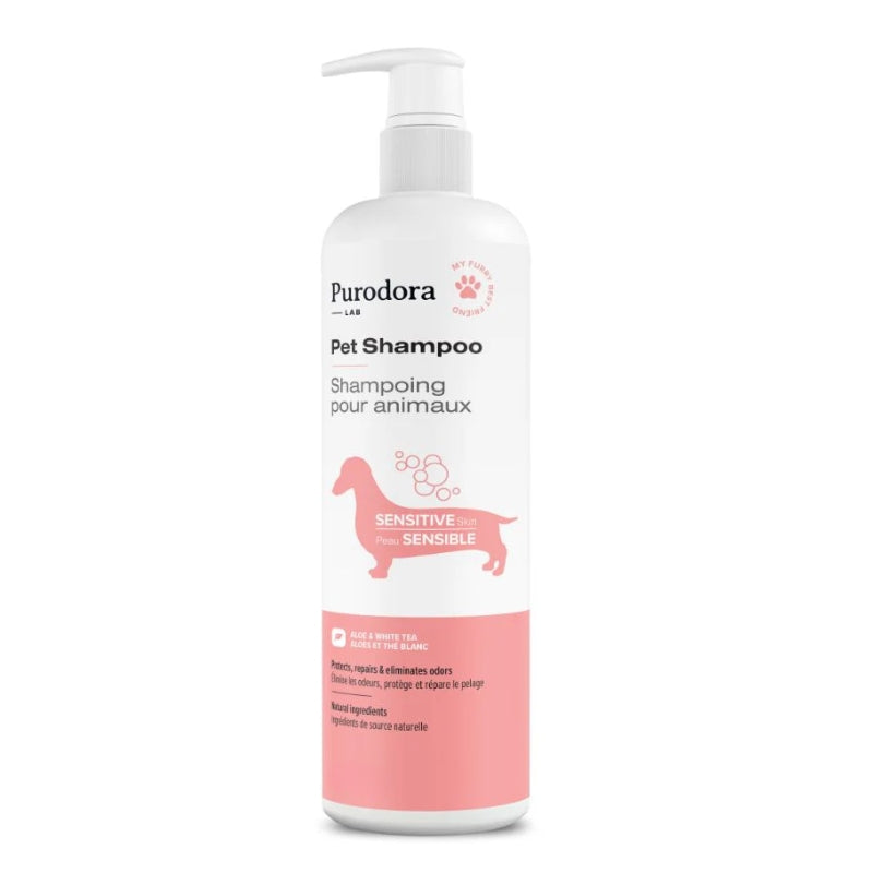 purodora Shampoing pour animaux à la peau sensible - Aloès & thé blanc