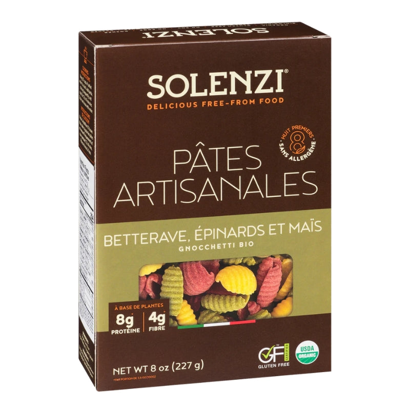 Solenzi - Pâtes artisanale de betterave, épinards, maïs - Gnocchetti bio - 227 g
