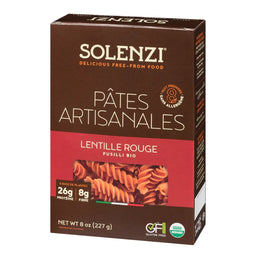 Solenzi - Pâtes artisanales de lentille rouge - Fusilli bio - 227 g