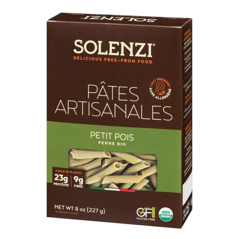 Solenzi - Pâtes artisanales de petit pois - Penne bio - 227 g