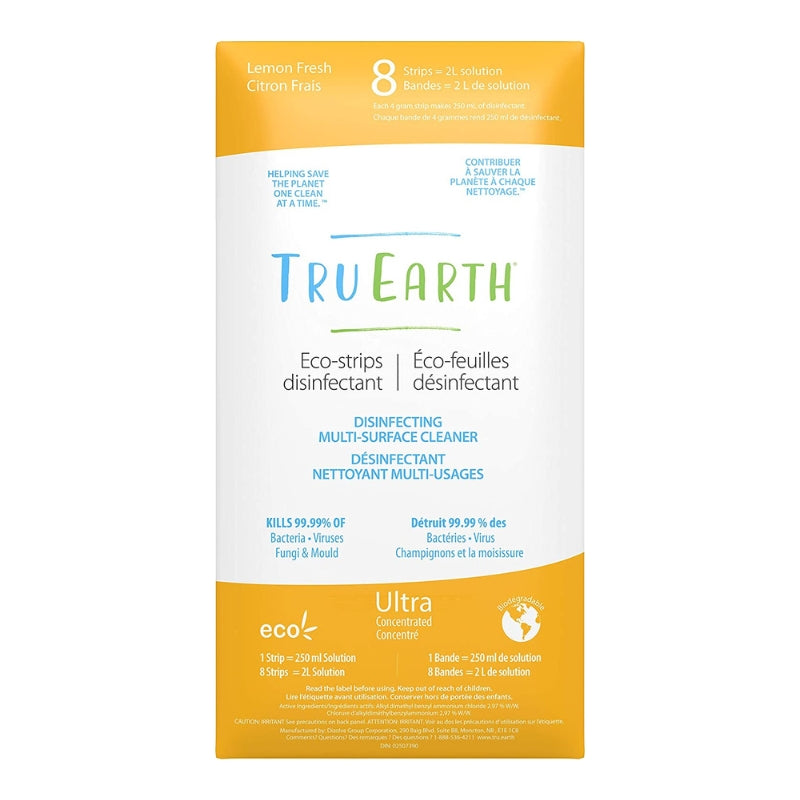 Tru earth truearth true earth Éco-feuilles Désinfectant Nettoyant multi-usages - Citron frais Eco-strips Disinfecting Multi-Surface Cleaner Lemon Fresh
