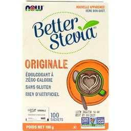 now betterstevia originale édulcorant à zéro calorie sans gluten rien d'artificiel 100 sachets sans ogm 100 g
