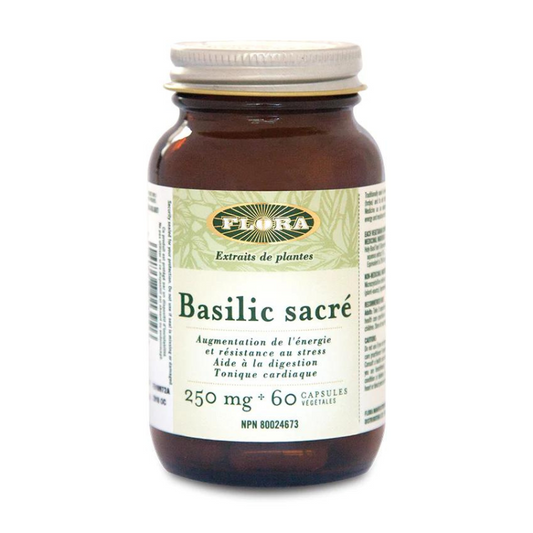 Flora basilic sacré augmentation de l'énergie et résistance au stress aide à la digestion tonique cardiaque 250 mg 60cap
