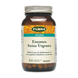 Flora Enzymes soins urgents Réduit les gaz les ballonnements et les symptômes d'intolérance au lactose 60 capsules 