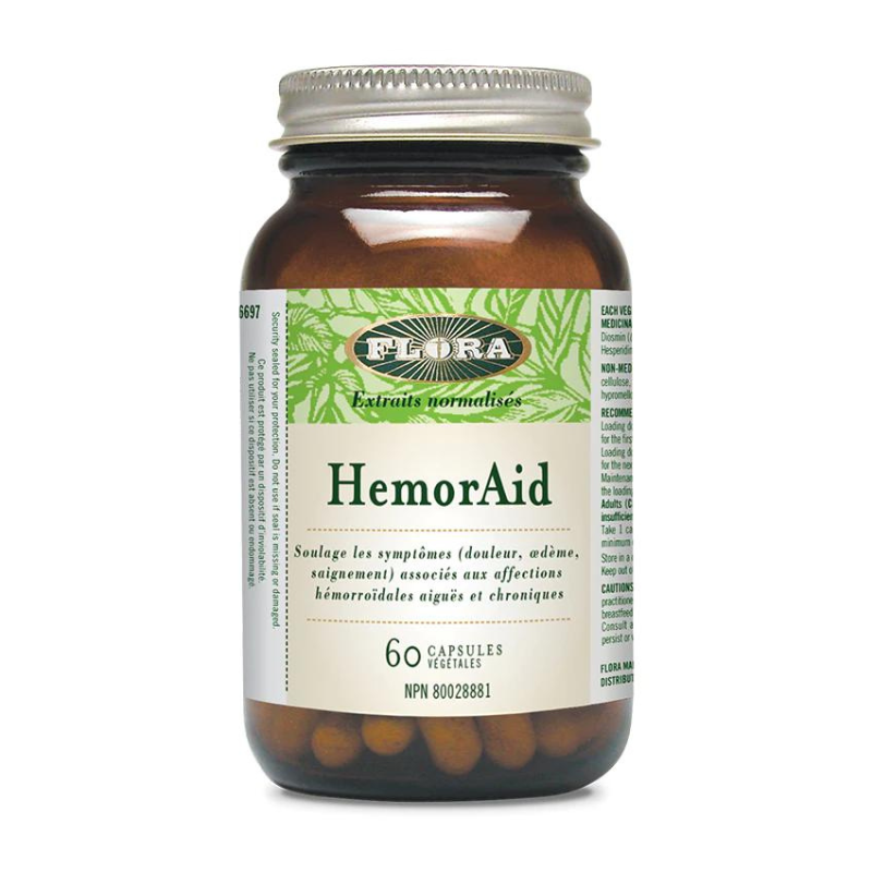 Flora HemorAid Soulage les symptômes douleur œdème saignement associés aux affections hémorroïdes aiguës et chroniques 60 capsules   