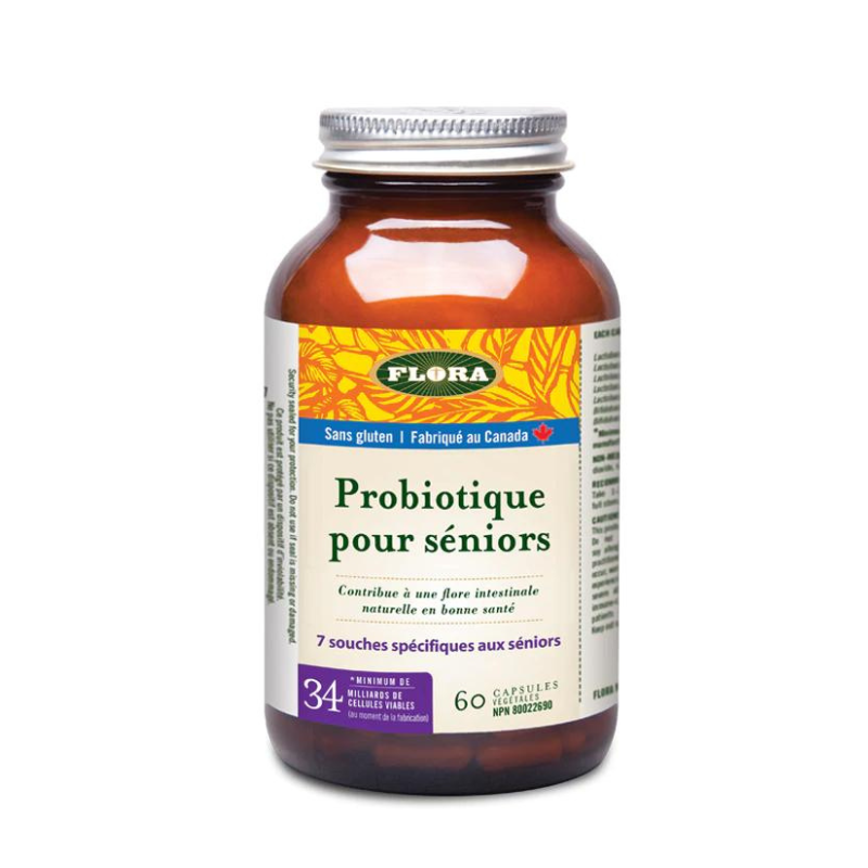 Flora Probiotique pour séniors Contribue à une flore intestinale naturelle en bonne santé sans gluten 60 capsules 