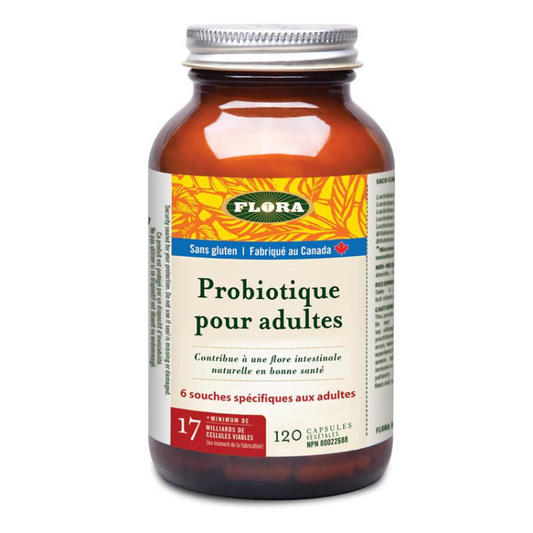 Flora Probiotique pour adultes Contribue à une flore intestinale naturelle en bonne santé sans gluten 120 capsules 