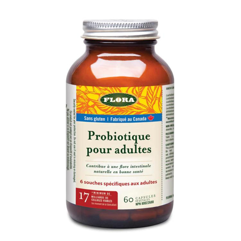 Flora Probiotique pour adultes Contribue à une flore intestinale naturelle en bonne santé sans gluten 60 capsules 