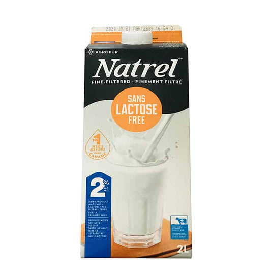 LAIT DE VACHE 2%MG SANS LACTOSE NATREL 2L