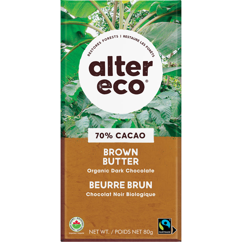 Chocolat noir salé bio au beurre brun doux