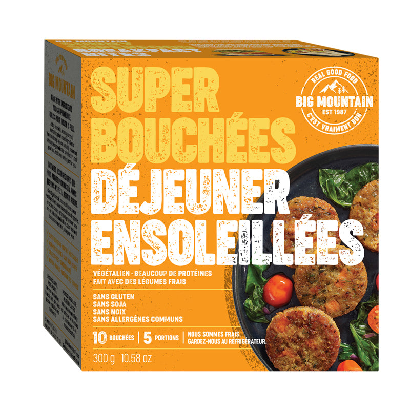 big mountain super bouchées déjeuner ensoleillées végé végétalien végane protéines sans gluten sans soja sans noix sans allergènes