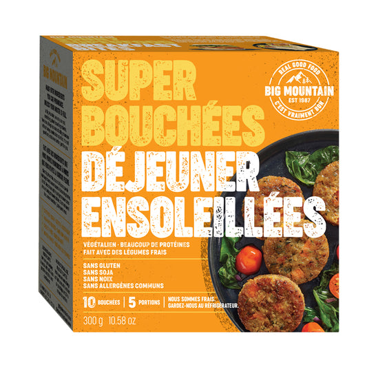 big mountain super bouchées déjeuner ensoleillées végé végétalien végane protéines sans gluten sans soja sans noix sans allergènes
