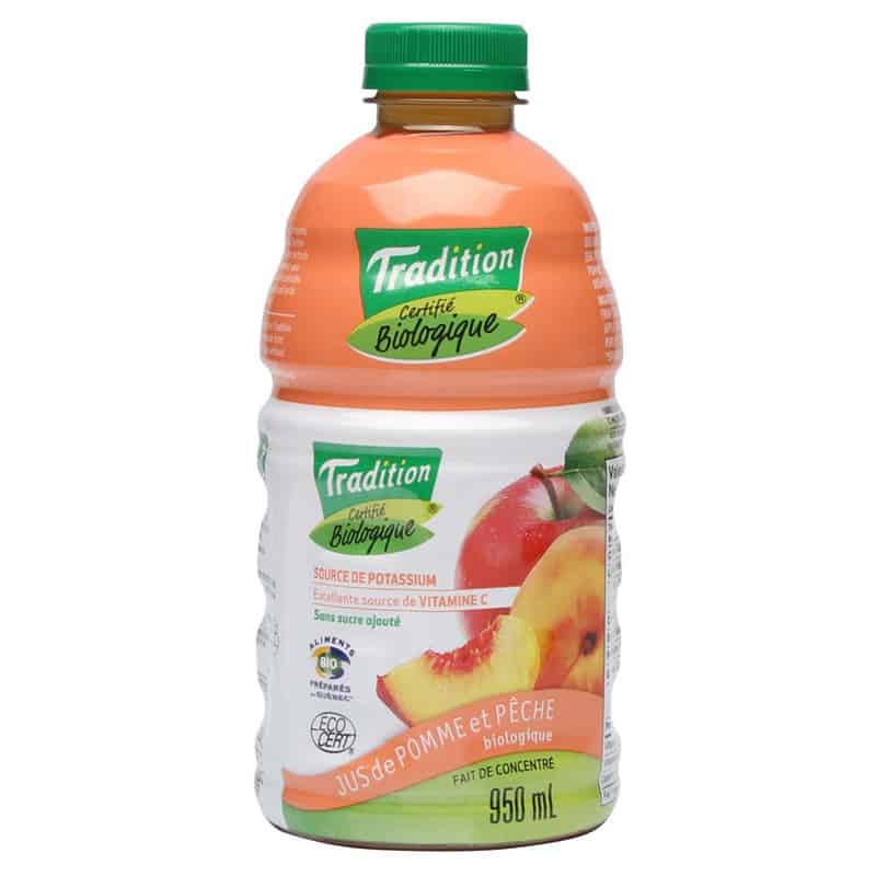 Jus de Pomme et Pêche Biologique