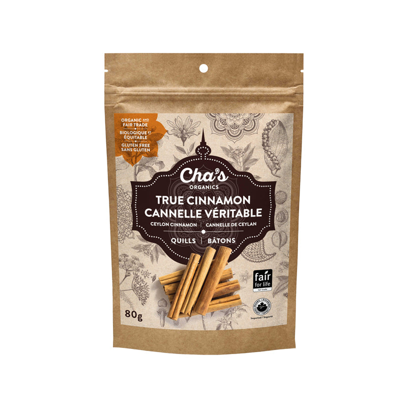 Cha's organics cannelle véritable cannelle ceylan bâtons sans gluten biologique 80 g