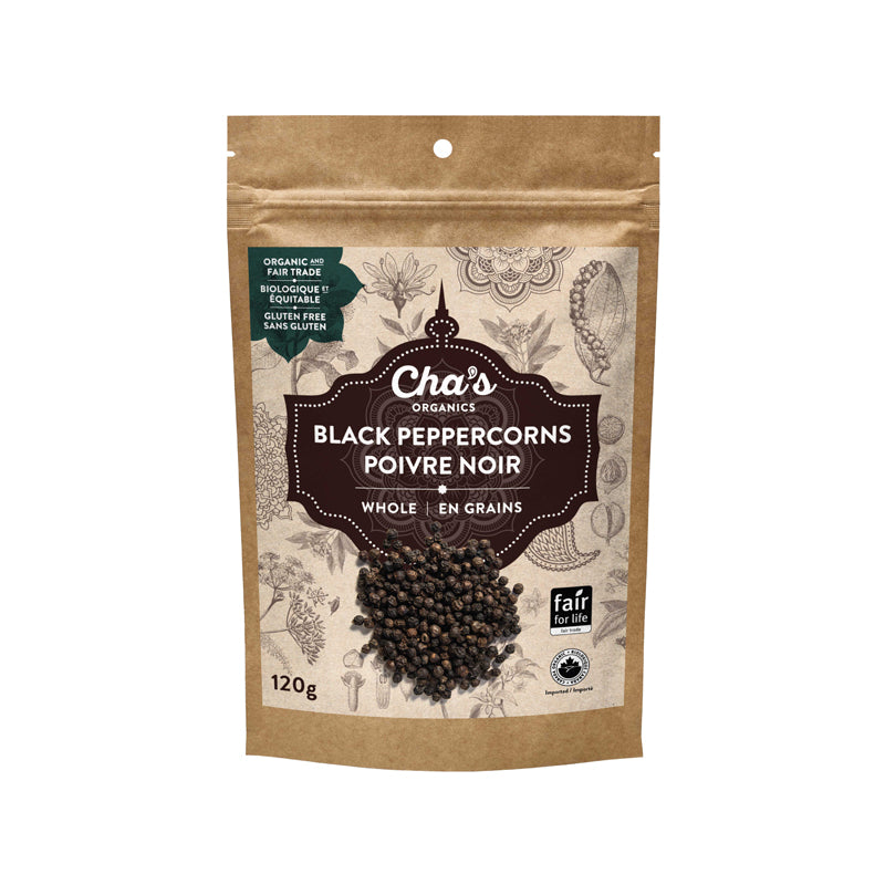 Cha's organics poivre noir grains sans gluten biologique 120 g