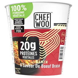 Chef Woo Ramen Saveur De Boeuf Braisé Végane Biologique sans GMS