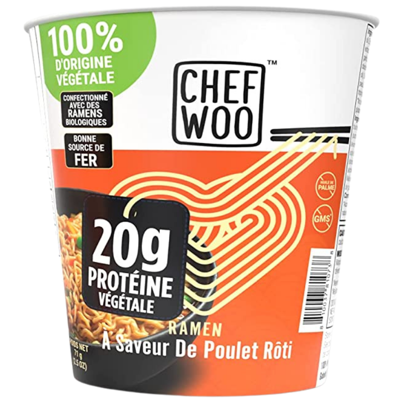 Chef Woo Ramen Saveur Poulet Rôti Végane Biologique Sans GMS