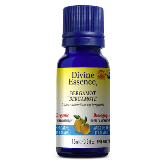 Divine essence huile essentielle bergamote biologique Maux de tête et calmant 15 ml 