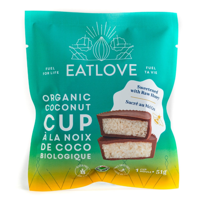 Eatlove Coupe De Chocolat À La Noix De Coco Bio Sucré avec du miel cru bio Sans gluten