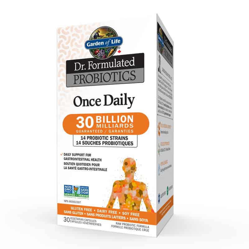 Garden of life Dr. Formulated probiotics once daily 30 milliards sans gluten sans produits laitiers sans soya 30 capsules végétariennes 