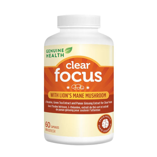 Genuine Health Clear Focus Avec Champignon Crinière De Lion Santé cérébrale Pour soutenir l'attention