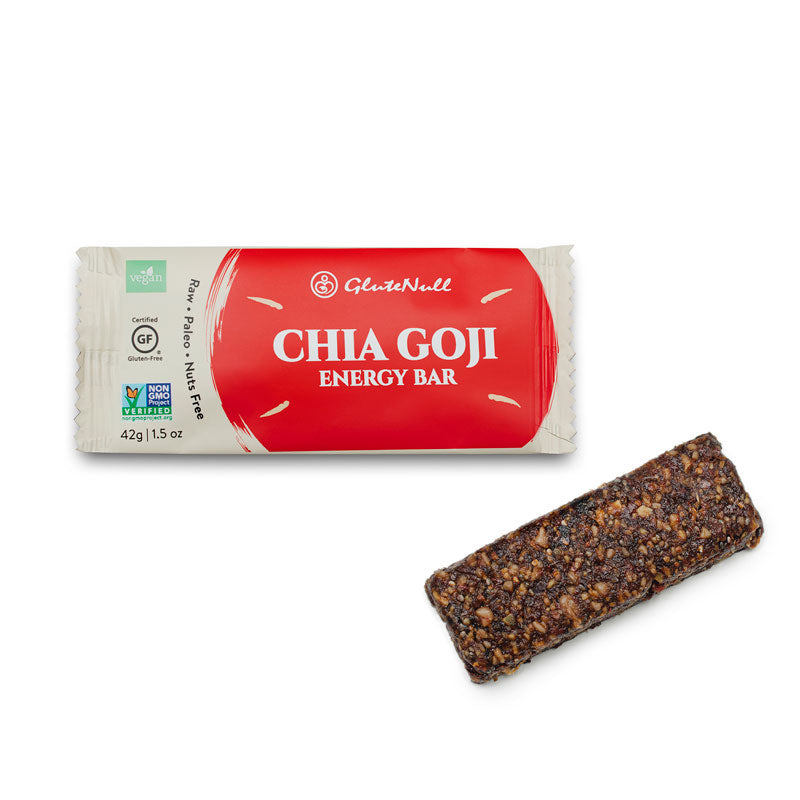 Glutenull Chia Goji Barre Énergétique Sans gluten Végan Crue Sans noix Sans OGM