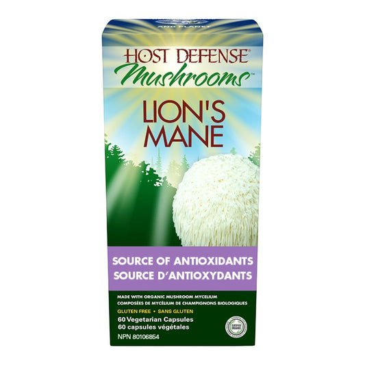 host defense Lion's Mane source d'antioxidants sans gluten champignons biologiques hydne hérisson