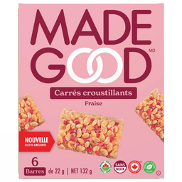 made good carrés croustillants fraises sécuritaires pour l'école exempts arachides et noix biologiques avec légumes contient nutriments portion légumes sans ogm sans gluten sans noix 6 barres 22 g net 132 g